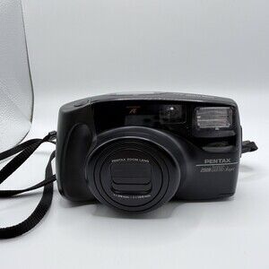 Vintage Pentax Zoom 105 Super Black 35mm Auto Focus Built-In Flash Film Camera
